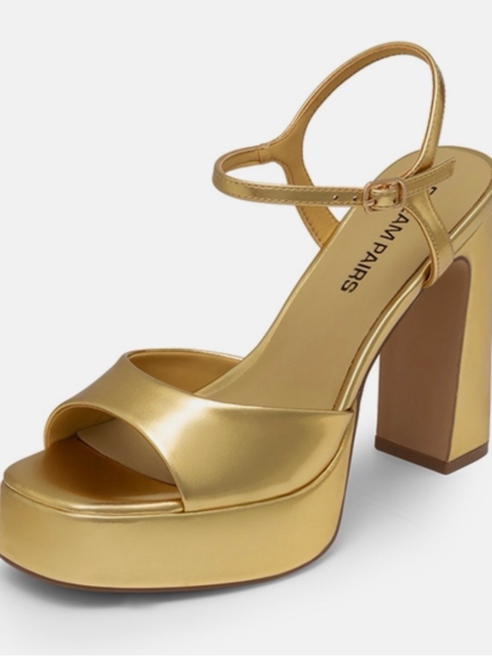 Dream Pairs Gold Platform Block Heel Sandal with Ankle Strap